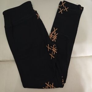 LuLaRoe Black Leggings with Gold Accents